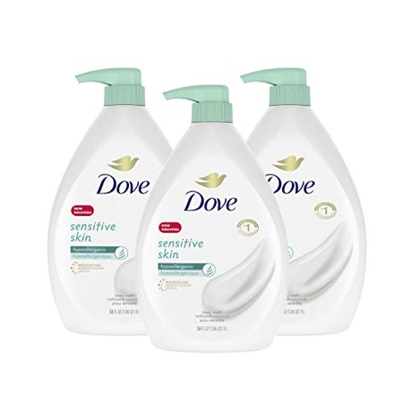 Dove Hypoallergenic Body Wash to Moisturize Sensitive Skin Body Wash for Sensitive Skin Sulfate and Paraben Free 34 Oz