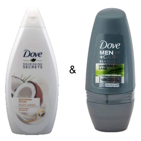 Body Wash Restoring Ritual 500 by Dove & Roll-on Stick Mineral & Sage by Dove