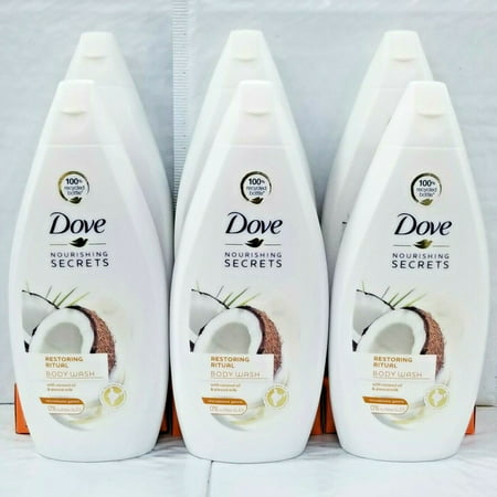 Lot of 6 Dove Restoring Ritual Body Wash Coconut Oil Almond Milk 16.9 Oz 500 Ml