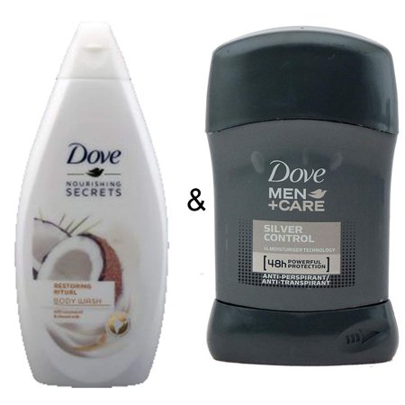 Body Wash Restoring Ritual 500 by Dove & Roll-on Stick Silver Control 50ml by Dove