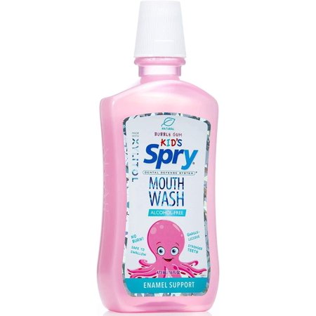 Spry Kids Alcohol-Free Xylitol Mouthwash  Natural Bubble Gum - 16 Fl Oz (2 Pack)