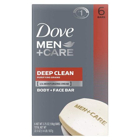 Dove Men+Care Body Soap and Face Bar More Moisturizing Than Bar Soap Deep Clean Effectively Washes Away Bacteria  Nourishes Your Skin 3.75 Oz 6 Bars