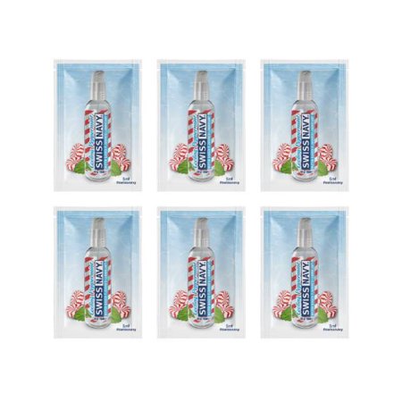 Swiss Navy Cooling Peppermint Flavored Water Based Lubricant Travel Size 5ml - Pack of 6