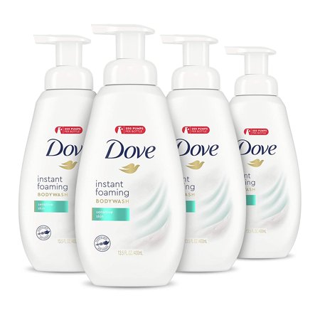 Dove Instant Foaming Body Wash for Softer and Smoother Skin Sensitive Skin Effectively Washes Away Bacteria While Nourishing Your Skin  13.5 Fl Oz (Pa