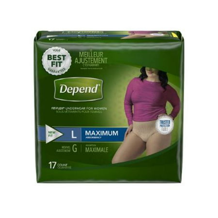 Depend Fit-Flex Pull-up Underwear for Women, Maximum Size Large 38-44inches | Pack of 17 | Carewell