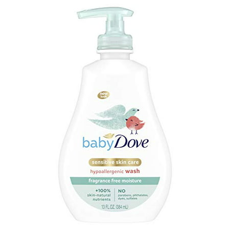 Baby Dove Sensitive Skin Care Wash for Baby Bath Time  Moisture Fragrance Free & Hypoallergenic  Washes Away Bacteria  13 Fl Oz