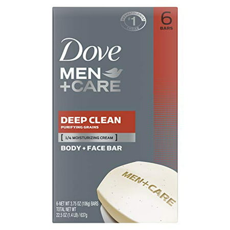Dove Men+Care Body Soap and Face Bar More Moisturizing Than Bar Soap Deep Clean Effectively Washes Away Bacteria  Nourishes Your Skin 3.75 Ounce (Pack