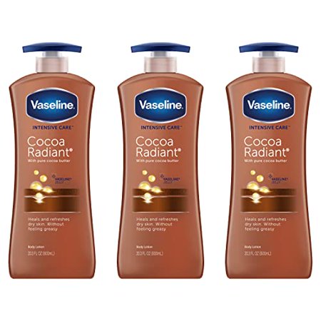 Vaseline Intensive Care Body Lotion for Dry Skin Cocoa Radiant with 100% Pure Cocoa and Shea Butters 20.3 Ounce (Pack of 3)