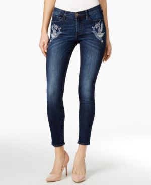 BUFFALO Womens Blue Embroidered Jeans Size: 33 Waist