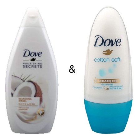 Body Wash Restoring Ritual 500 by Dove & Roll-on Stick Cotton Soft 50 Ml by Dove
