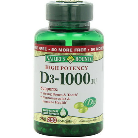Nature S Bounty High Potency Vitamin D-1000 IU Softgels  200 Ea (Pack of 2)