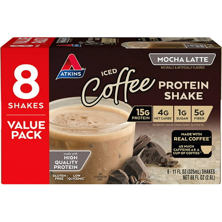 Atkins Iced Coffee Protein Shake Mocha Latte -- 8 Shakes Pack of 3