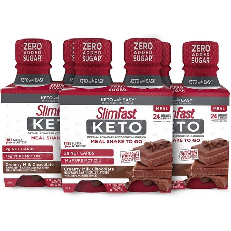 SlimFast Keto Meal Replacement Shake  Creamy Milk Chocolate  Low Carb Ready to Drink Shake with Protein  Brown  11 Fl Oz  4 Count  Pack of 3