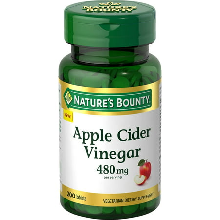 Nature’s Bounty Apple Cider Vinegar 480mg Pills  Vegetarian Supplement Plant Based  200 Tablets