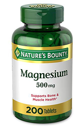 Magnesium by Nature’s Bounty  500mg Magnesium Tablets for Bone & Muscle Health  200 Tablets