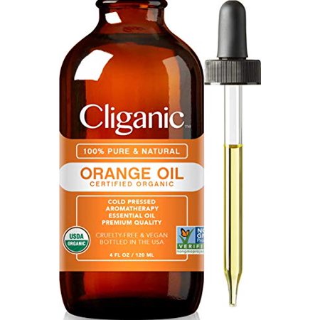 Cliganic USDA Organic Sweet Orange Essential Oil  4oz - 100% Pure Natural for Aromatherapy Diffuser | Non-GMO Verified