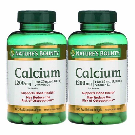 Natures Bounty Calcium Plus Vitamin D3 Twin Pack - 1 200 Mg - 120 Softgels per Bottle