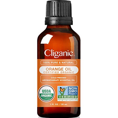 Cliganic USDA Organic Sweet Orange Essential Oil  1oz - 100% Pure Natural for Aromatherapy Diffuser | Non-GMO Verified