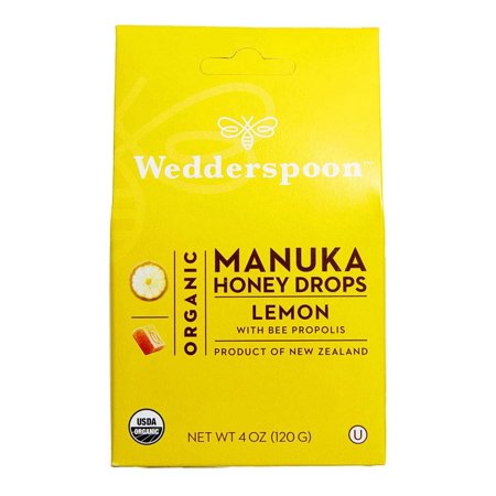 Wedderspoon Organic Manuka Honey Drops  Lemon & Bee Propolis  4 Oz (Pack of 1) | Genuine New Zealand Honey | Perfect Remedy for Dry Throats