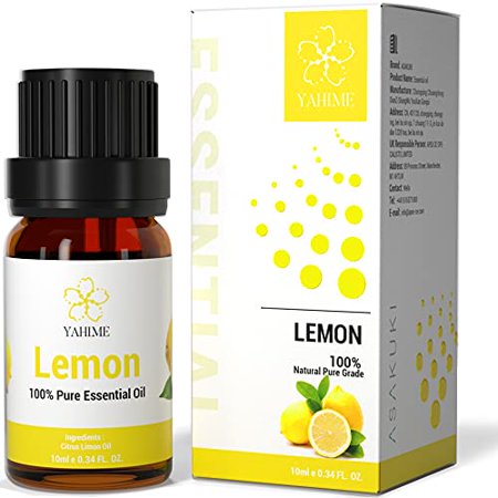 ASAKUKI Lemon Essential Oils for Diffusers  Home  Candle&Soap Making-100% Natural Aromatherapy Oil for Skin Care  &Mind with Sweet Perfume-10ml(1/3 Oz