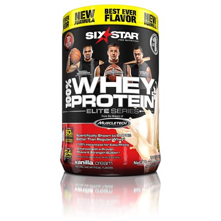 Six Star Pro Nutrition 100% Whey Protein Elite Series Plus 32g Ultra-Pure Whey Protein Powder Vanilla 2 Lbs