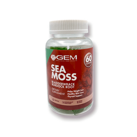 Gem Wellness and Health Organic Sea Moss Gummies 60 Count.