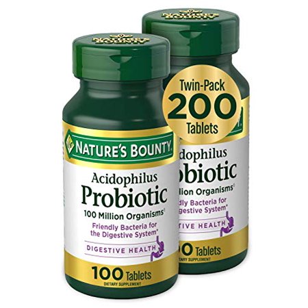 Acidophilus Probiotic by Nature S Bounty  Dietary Supplement  for Digestive Health  Twin Pack  200 Tablets