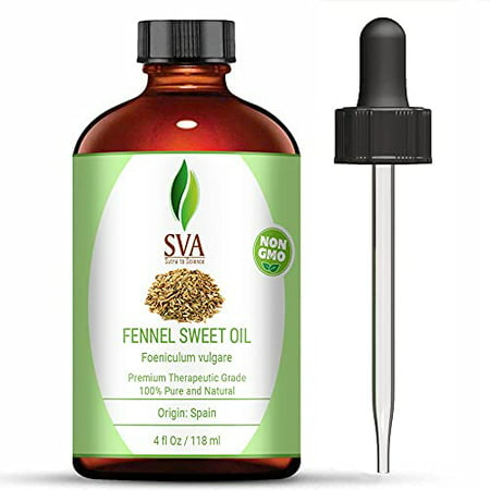 SVA Fennel Sweet Essential Oil- 118 Ml (4 Fl. Oz.) 100% Pure  Natural & Premium Therapeutic Grade for Glowing Skin  Strengthened Hair  Aromatherapy & 