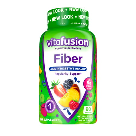 Vitafusion Gummy Supplements Fiber Aids In Digestive Health 90 Gummies - Natural Peach, Strawberry And Berry Flavors