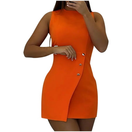 Casual Dresses for Women Summer Women S Summer Slim Fit Zipper Solid Color Irregular Hem Ladies Sleeveless Vest Dress Short Dress Cute Summer Plus Siz
