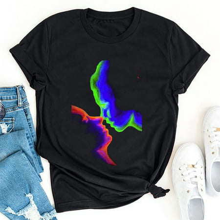 Tokmisa Retro Grimace Print Loose Short-Sleeved Men S and Women S Pullover Bottoming Top T-Shirt 2554 Fashion