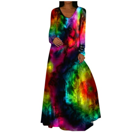 Gibobby Fall Dresses for Women 4804 Dress Casual for Women Women Dress Print Boho V-Neck Long Sleeve Casual Summer Cute Cocktail Dresses for Women