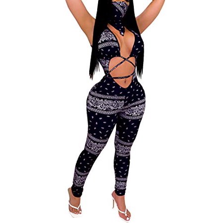 CUTUBLY Women S Bodycon Jumpsuit Casual Romper Party Club Jumpsuits Spaghetti Strap (3619 Black  XXXL)