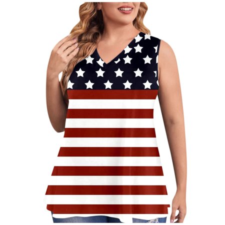 TBKOMHWomen S Fashion Sleeveless Printed V-Neck Tank Top Loose Casual T-Shirt（Blue 3XL)