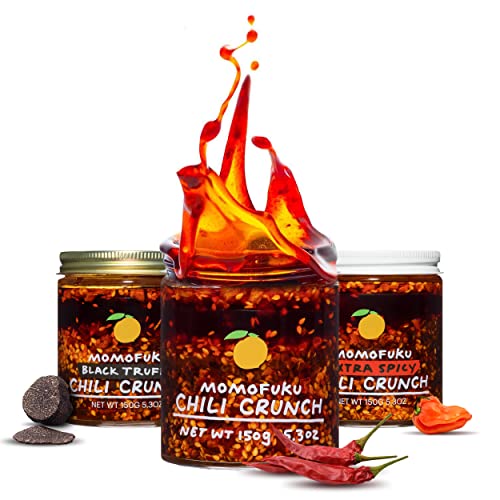 Momofuku Chili Crunch Variety Pack by David Chang, 3 Pack (5.3 Ounces Each), Chili Oil with Crunchy Garlic and Shallots, Spicy Chili Crisp for Cooking