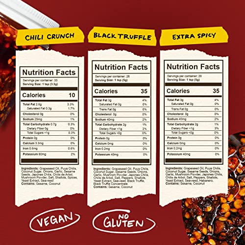 Momofuku Chili Crunch Variety Pack by David Chang, 3 Pack (5.3 Ounces Each), Chili Oil with Crunchy Garlic and Shallots, Spicy Chili Crisp for Cooking thumbnail
