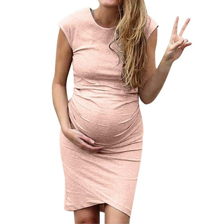 Usupdd Women Fashion Solid Color Sleeveless Maternity Pregnat Comfortable MIDI Dresse Usupdd WCC220822-5075