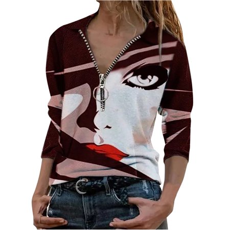 Sentmoom Shirts for Women Dressy Casual   Tunic Slim Henley Shirts Long Sleeve Vintage Fitted Tee Shirt V-neck Basic Generic T Shirts Classic Oversize