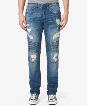 Buffalo Max Skinny Moto Stretch Jean - Blue 33/32, Men's
