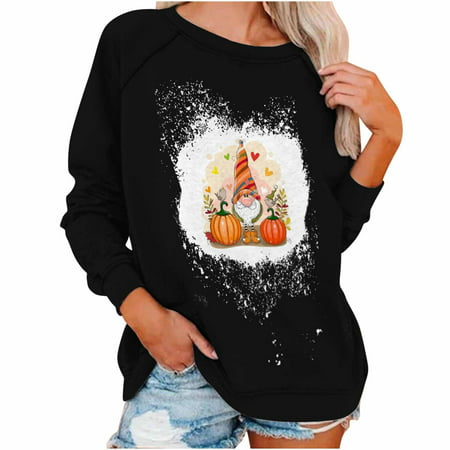 Miximx Women Tops  Women S Tops Thanksgiving Round Neck Sweater Loose Blouse Hoodless Sweatshirt - Women Tops Women S Tops Thanksgiving a-a#9545 Femal