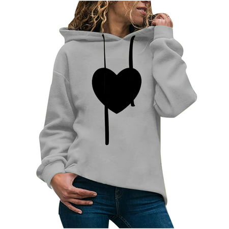 Women Hoodies Clearance Women S Hoodie Sweatshirt Pullover Long Sleeve Print Drawstring Blouse Tops