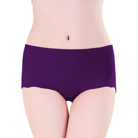 Shakumy Barely There Bras for Women 4742 Womens Seamless Ice Silk Trendy Panties Plus Size Mid High Waist Panties Tucking Purple Large