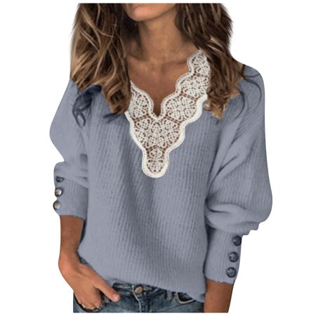 Sentmoom T Shirts for Women Loose Fit   Lightweight Relaxed Shirt Long Sleeves Basic Relaxed Henley Shirts V Neck Soft Tunic Sweatshirts Pullover Over