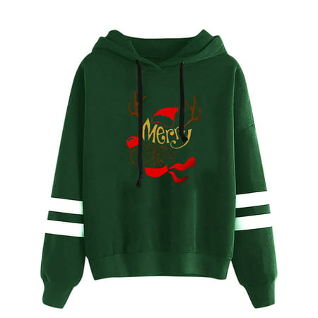 Women Fall Hoodies Clearance Casual Hooded Slim-fit Christmas Printing Double Horizontal Coat