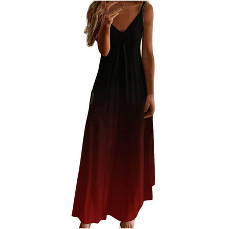 Fall Dresses for Women Clearance Casual Summer Pocket Sleeveless Lace Print V-Neck Dress