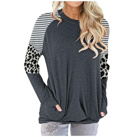 Sentmoom Lotusmile Womens Blouses and Tops Dressy   Basic Slim Shirt O Neck Solid Fitted T Shirts Long-Sleeve Basic Casual Shirts Classic Loose Tees D