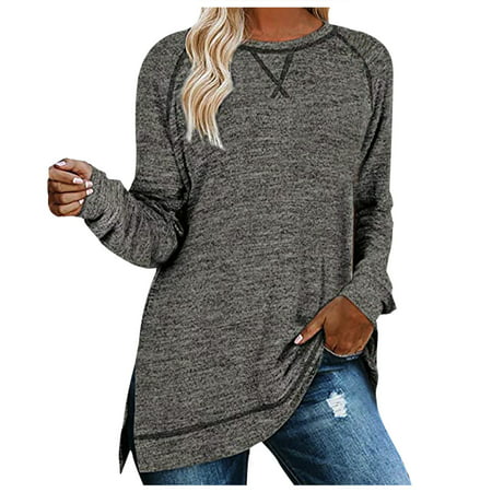 Women S 3439 New Top Clotheswomens Casual Long Sleeve Round Neck Sweatshirts Printed Loose Top Autumn Casual Soft Cozy Top
