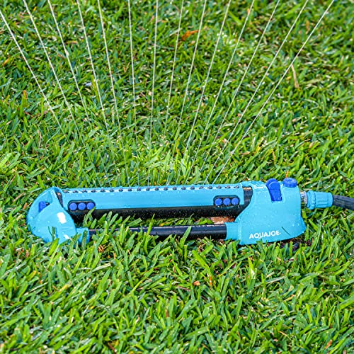 Aqua Joe AJ-OMS20-BRS-P2 Indestructible Metal Base Oscillating Sprinkler, Customizable Coverage, 4973 Sq Ft Max Coverage thumbnail