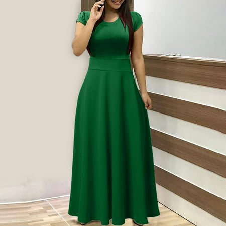 Tokmisa Women S Solid Color Colorful Summer Dress Short Sleeve Dresses Beach Casual Maxi Sundress 2312 Fashion