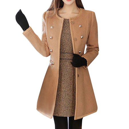 Miximx Women Winter Warm Outwear Wool Lapel Trench ParkaCoat Jacket Overcoat StylsihWi - Gifts for Women Women Winter Warm a-a#11808 Winter Clothes fo
